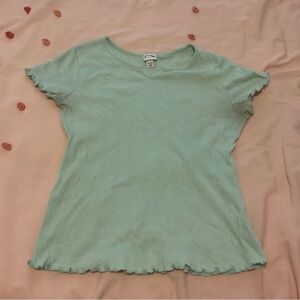 Art Class Light Green Ribbed Short Sleeve Top